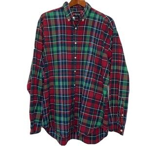Ralph Lauren Blaire Button Down Shirt L/S Blue Red Green Plaid Mens Size Large